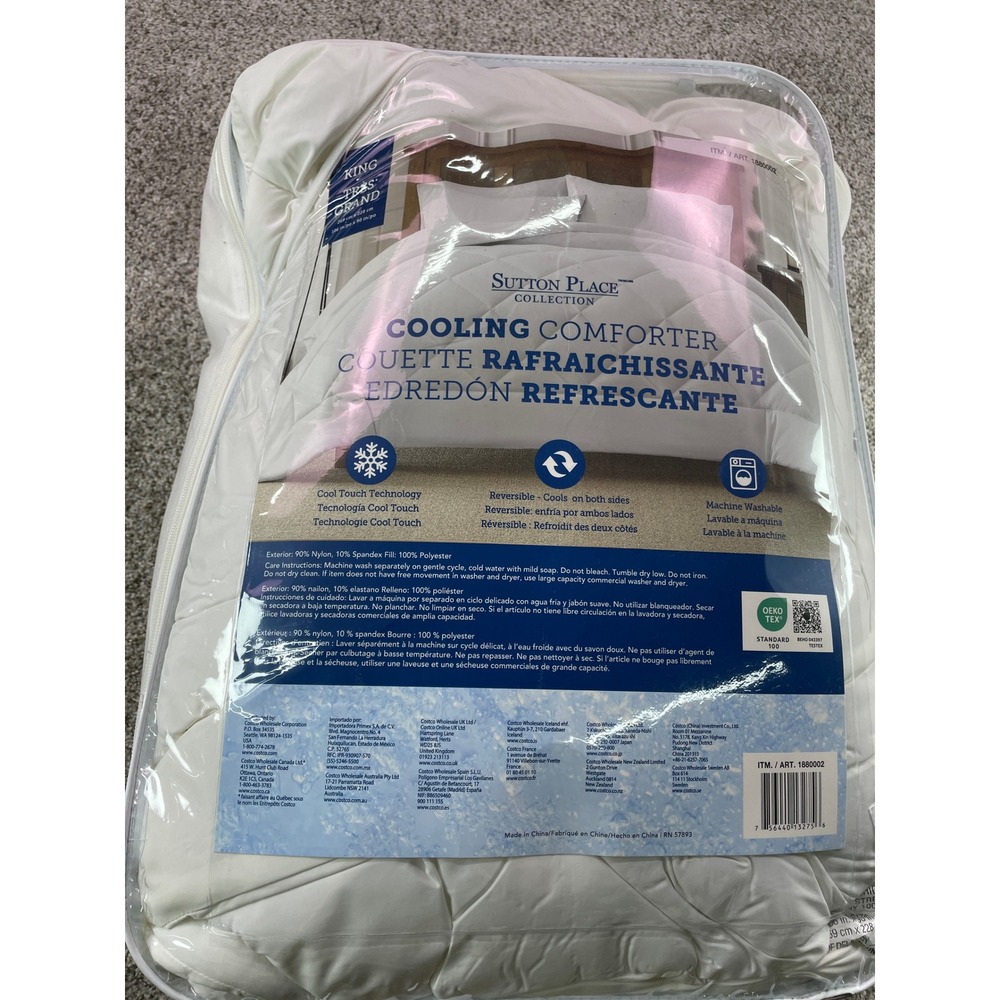 Sutton Place Collection Cooling Comforter Unisex K White NEW Reversible Cooling